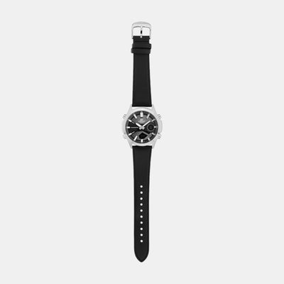 Edifice Men Quartz Black Dial Analog-Digital Leather Watch ED627