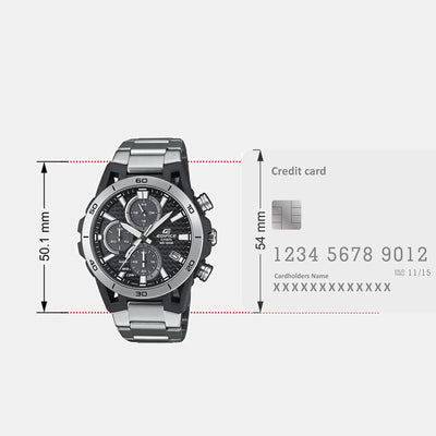 Edifice Men Quartz Silver Dial Chronograph Stainless Steel Watch ED628