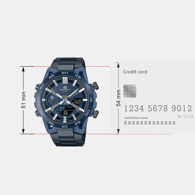 Edifice Men Quartz Navy Blue Dial Analog-Digital Stainless Steel Watch ED639