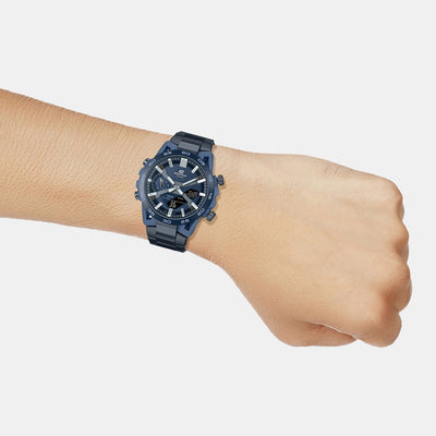 Edifice Men Quartz Navy Blue Dial Analog-Digital Stainless Steel Watch ED640
