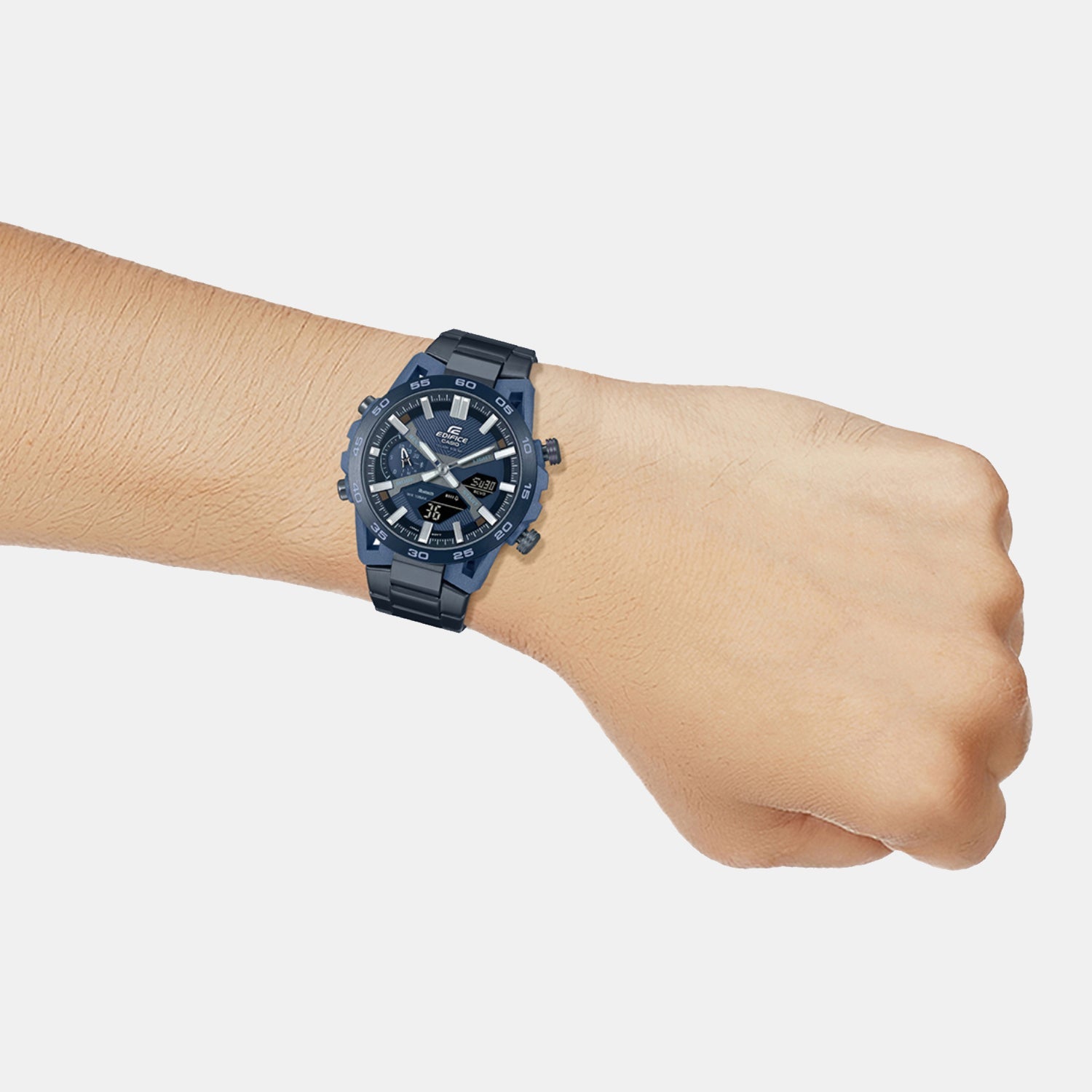 Edifice Men Quartz Navy Blue Dial Analog-Digital Stainless Steel Watch ED640
