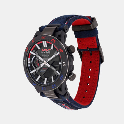 Edifice Men Quartz Black Dial Analog-Digital Alcantara Watch ED642