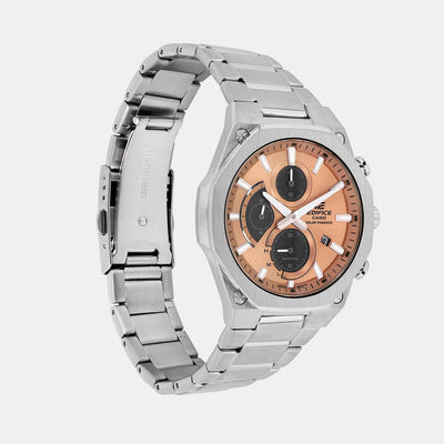 Edifice Men Quartz Orange Dial Chronograph Stainless Steel Watch ED644