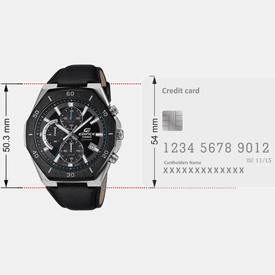 Edifice Men Quartz Black Dial Analog Leather Watch ED645