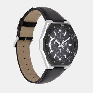 Edifice Men Quartz Black Dial Analog Leather Watch ED645