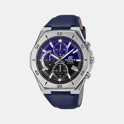 Edifice Men Quartz Black Dial Analog Leather Watch ED646