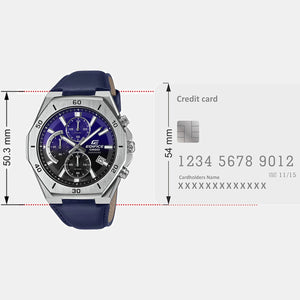 Edifice Men Quartz Black Dial Analog Leather Watch ED646