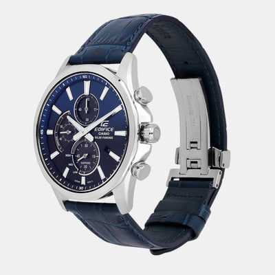 Edifice Men Quartz Blue Dial Analog Leather Watch ED648