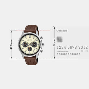 Edifice Men Quartz Cream & Black Dial Multi-Function Leather Watch ED657