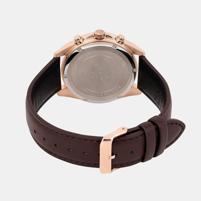 Edifice Men Quartz Brown Dial Chronograph Leather Watch ED662
