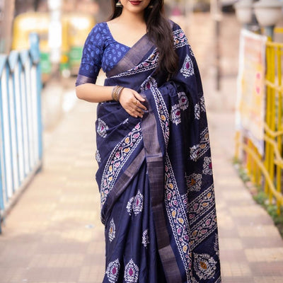 Soft Silk Batik Print Saree