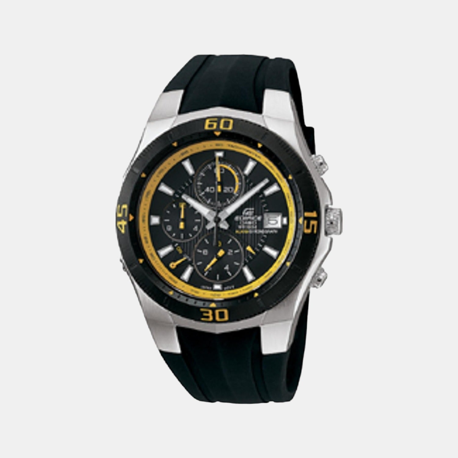 Edifice Men Quartz Black Dial Chronograph Silicone Watch EF514
