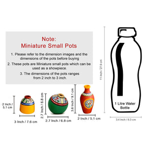 9 Terracotta Warli Handpainted Pots with Sheesham Wooden Frame Wall Hanging