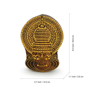 'Kathakali Maquillage' Hand Carved Block Wall Décor In Sheesham Wood