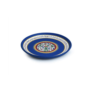 'The Warli Tales' Hand Painted Terracotta Wall Plates Wall Décor (8 inch, Set of 2, Blue)