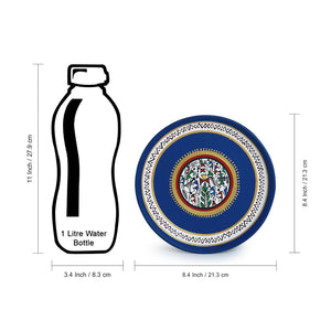 'The Warli Tales' Hand Painted Terracotta Wall Plates Wall Décor (8 inch, Set of 2, Blue)