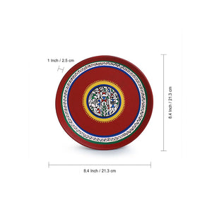 'The Warli Tales' Hand Painted Terracotta Wall Plates Wall Décor (8 inch, Set of 2, Red)