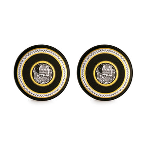 'The Madhubani Tales' Hand Painted Terracotta Wall Plates Wall Décor (8 inch, Set of 2, Black)
