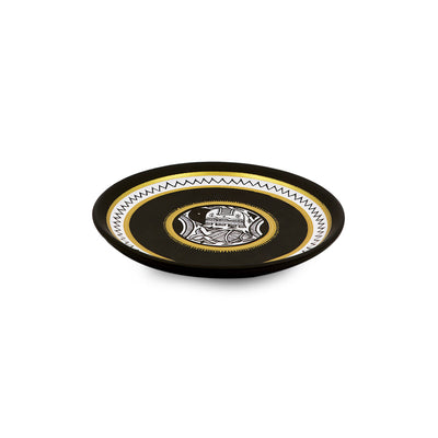 'The Madhubani Tales' Hand Painted Terracotta Wall Plates Wall Décor (8 inch, Set of 2, Black)