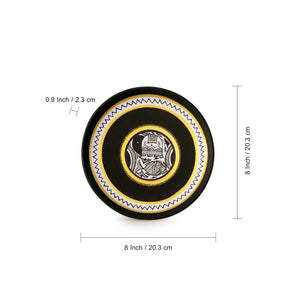 'The Madhubani Tales' Hand Painted Terracotta Wall Plates Wall Décor (8 inch, Set of 2, Black)