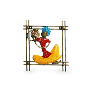 'Rajasthani Thaalwala Artist' Handmade & Handpainted Wall Décor Hanging In Iron