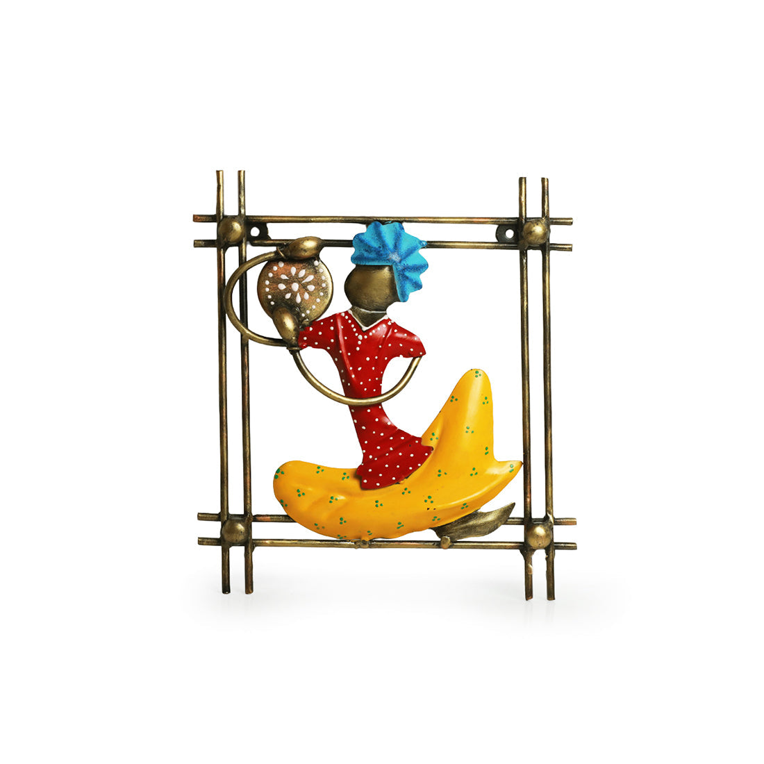 'Rajasthani Thaalwala Artist' Handmade & Handpainted Wall Décor Hanging In Iron