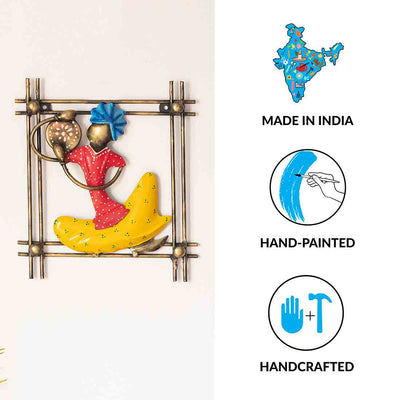 'Rajasthani Thaalwala Artist' Handmade & Handpainted Wall Décor Hanging In Iron