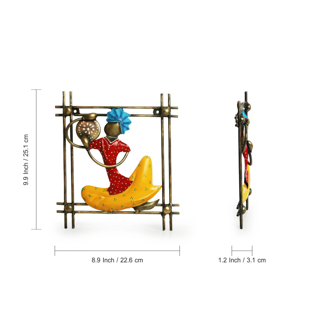 'Rajasthani Thaalwala Artist' Handmade & Handpainted Wall Décor Hanging In Iron