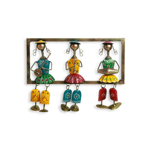 'Rajasthani Tribal Musicians' Handmade & Handpainted Wall Hanging In Iron