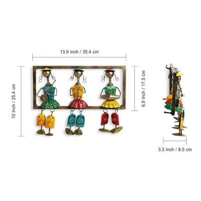 'Rajasthani Tribal Musicians' Handmade & Handpainted Wall Hanging In Iron