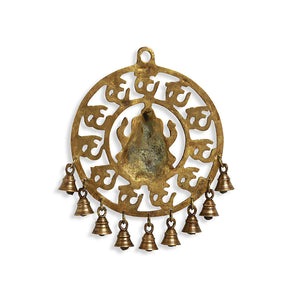 'Mahaganpati' Hand-Etched Wall Décor Hanging with Bells In Brass (9 Bells)