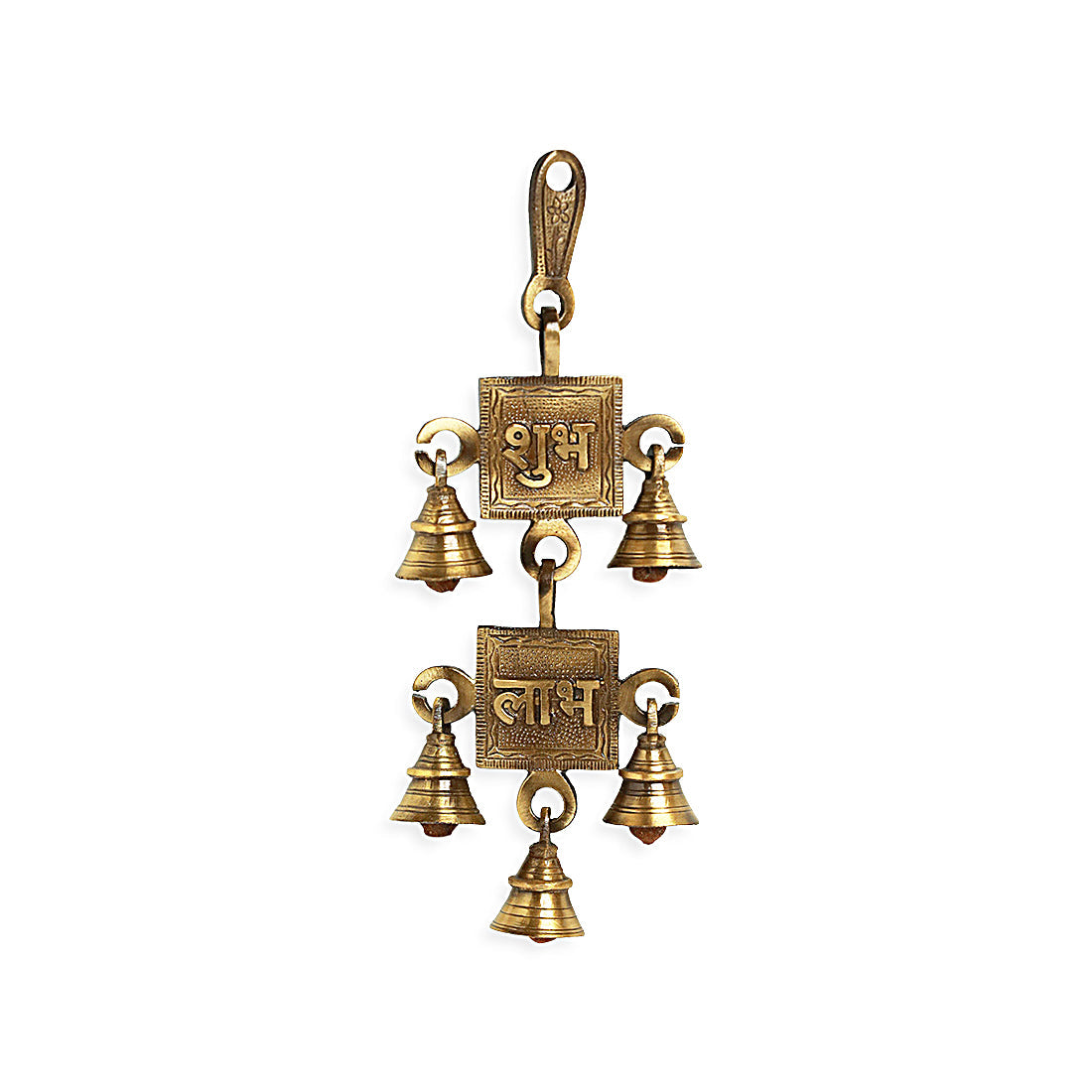 'Shubh Labh' Hand-Etched Wall Décor Hanging In Brass