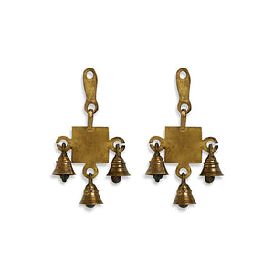 'Shubh Labh Pair' Hand-Etched Wall Décor Hanging Set In Brass