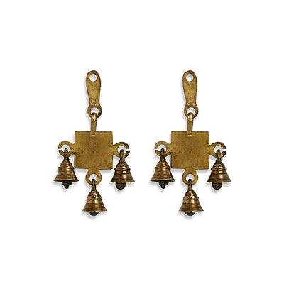 'Shubh Labh Pair' Hand-Etched Wall Décor Hanging Set In Brass