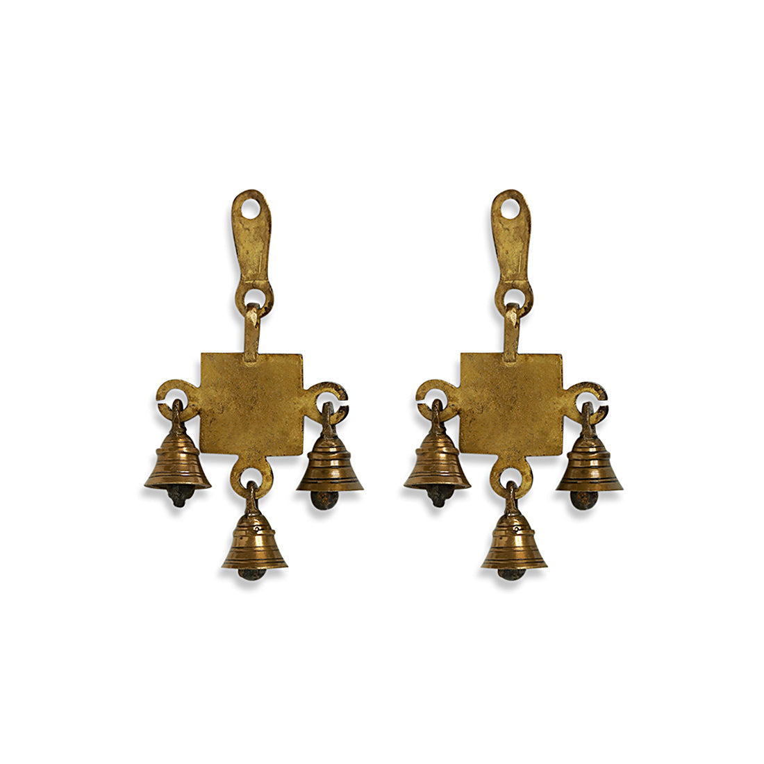 'Shubh Labh Pair' Hand-Etched Wall Décor Hanging Set In Brass