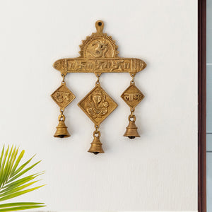 'Shubh Labh Ganesha' Wall Décor Brass Wall Hanging (Hand-Etched, 0.4 Kg)