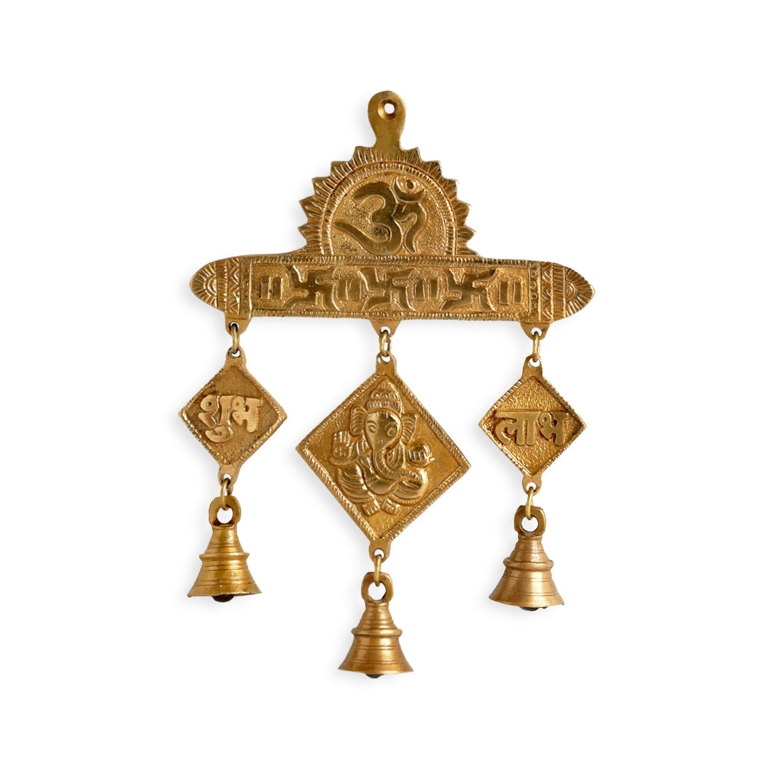 'Shubh Labh Ganesha' Wall Décor Brass Wall Hanging (Hand-Etched, 0.4 Kg)