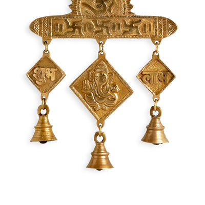 'Shubh Labh Ganesha' Wall Décor Brass Wall Hanging (Hand-Etched, 0.4 Kg)