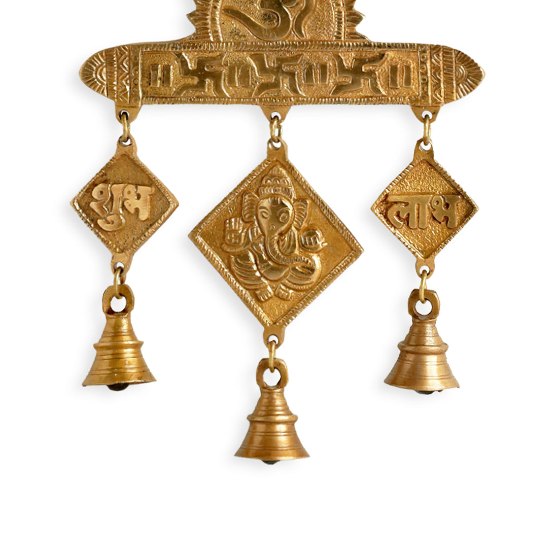 'Shubh Labh Ganesha' Wall Décor Brass Wall Hanging (Hand-Etched, 0.4 Kg)