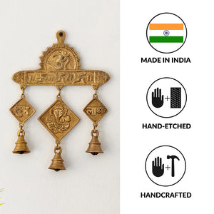 'Shubh Labh Ganesha' Wall Décor Brass Wall Hanging (Hand-Etched, 0.4 Kg)