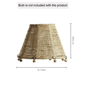 'The Jute-Shade Log' Madhubani Handpainted Table Lamp In Wood