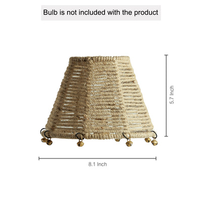 'The Jute-Shade Log' Madhubani Handpainted Table Lamp In Wood