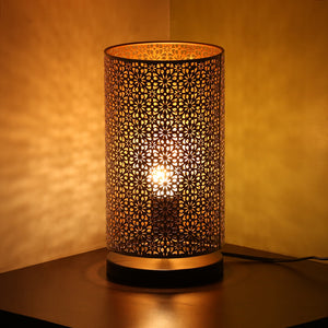 'Moroccan Shimmer' Hand Etched Iron Table Lamp (12 Inch, White)