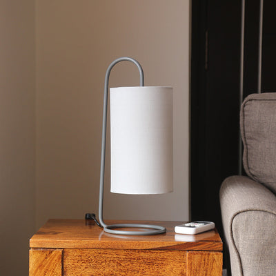 'White Coiled' Handcrafted Arched Table Lamp In Iron (17 Inch)
