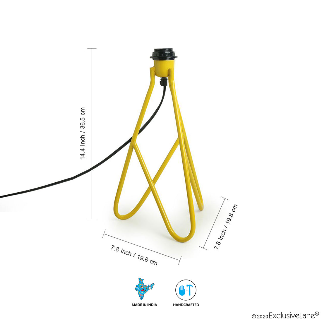 'Many Hued Triangles' Handcrafted Tripod Table Lamp In Iron (17 Inch)