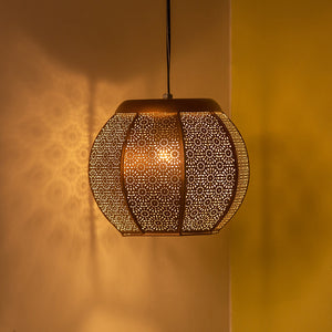 'Morrocan Treasure' Hand-etched Pendant Lamp In Iron (8 Inch, Matte Finish)
