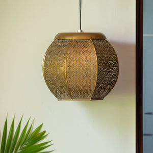 'Morrocan Treasure' Hand-etched Pendant Lamp In Iron (8 Inch, Matte Finish)