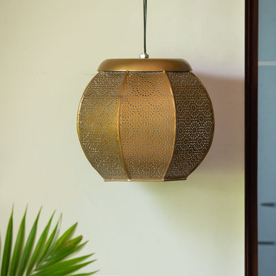 'Morrocan Treasure' Hand-etched Pendant Lamp In Iron (8 Inch, Matte Finish)