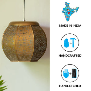 'Morrocan Treasure' Hand-etched Pendant Lamp In Iron (8 Inch, Matte Finish)