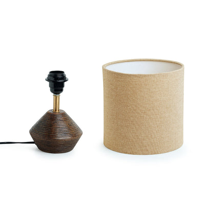 'Pot-Belly' Hand Carved Table Lamp In Mango Wood (14 Inch)
